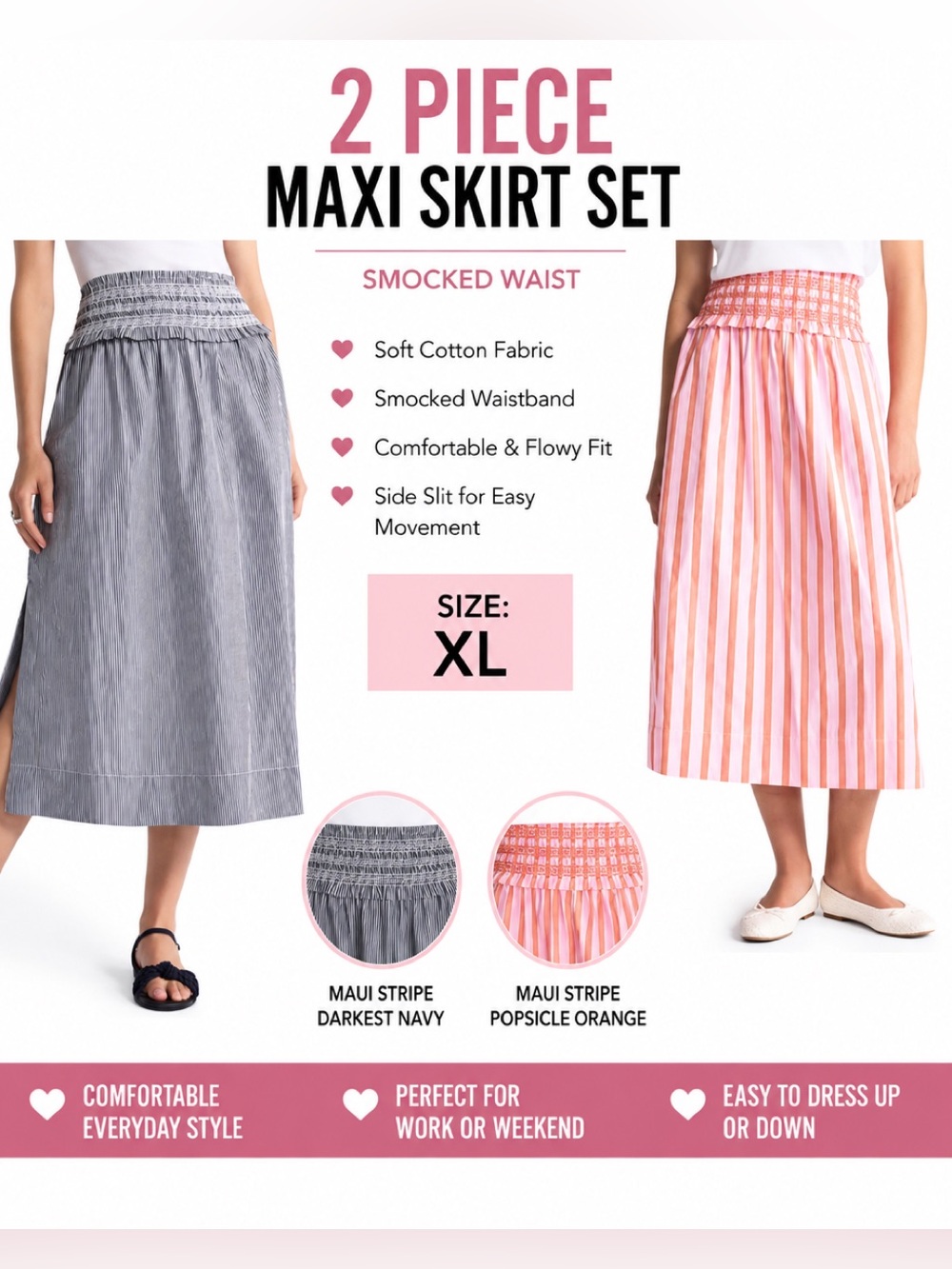 NWT Free Assembly Maxi Skirt Set - Set of 2 size XL